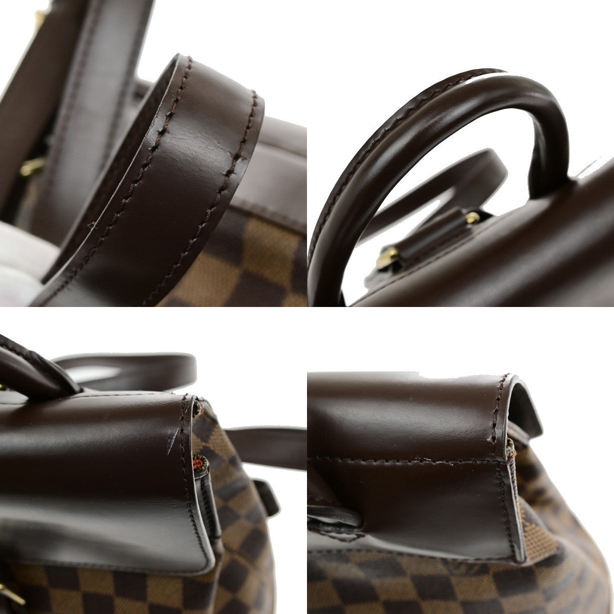 LOUIS VUITTON Logo Soho Backpack Bag Damier Ebene Leather Brown N51132 53YG850