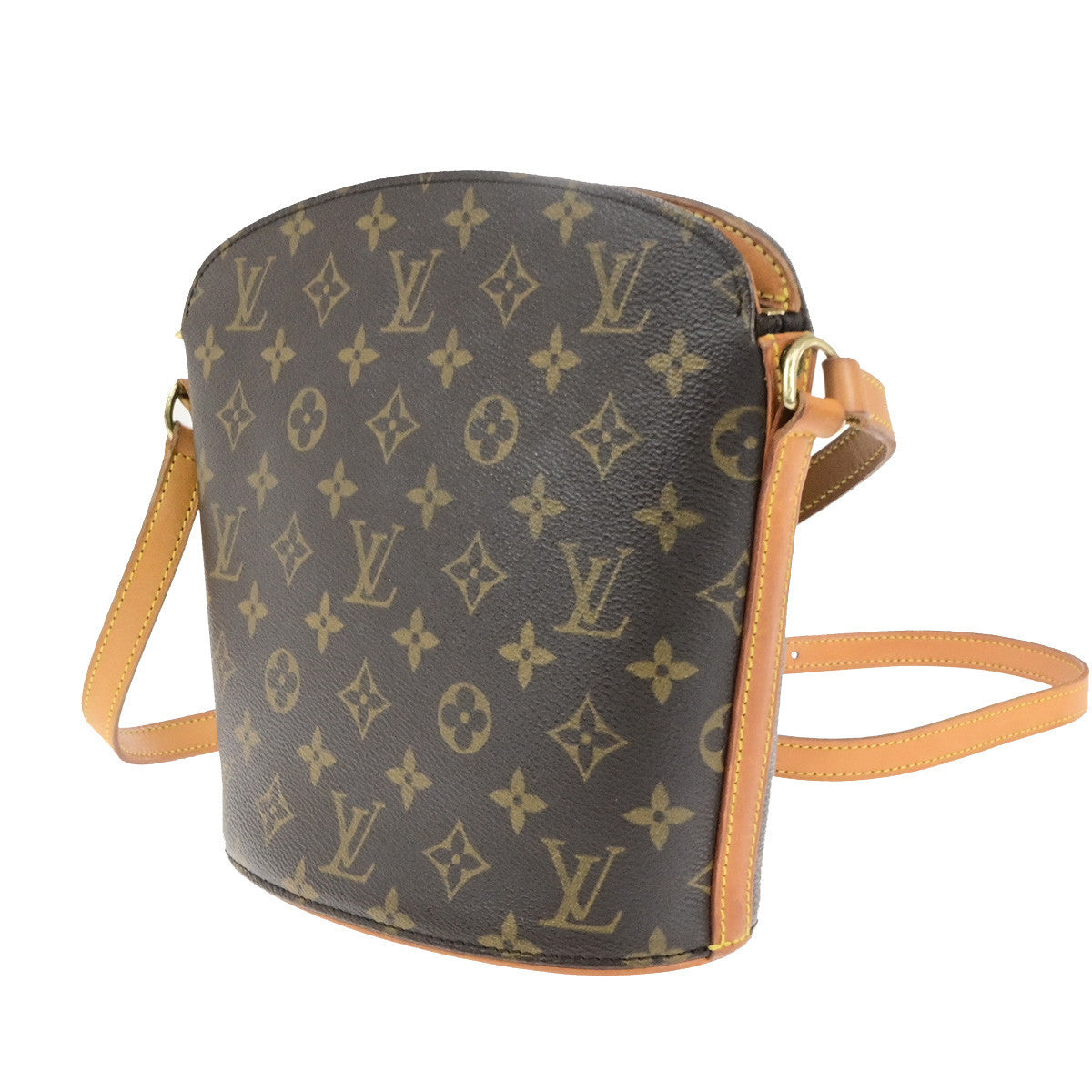 LOUIS VUITTON Logo Drouot Shoulder Bag Monogram Leather Brown M51290 75KA502
