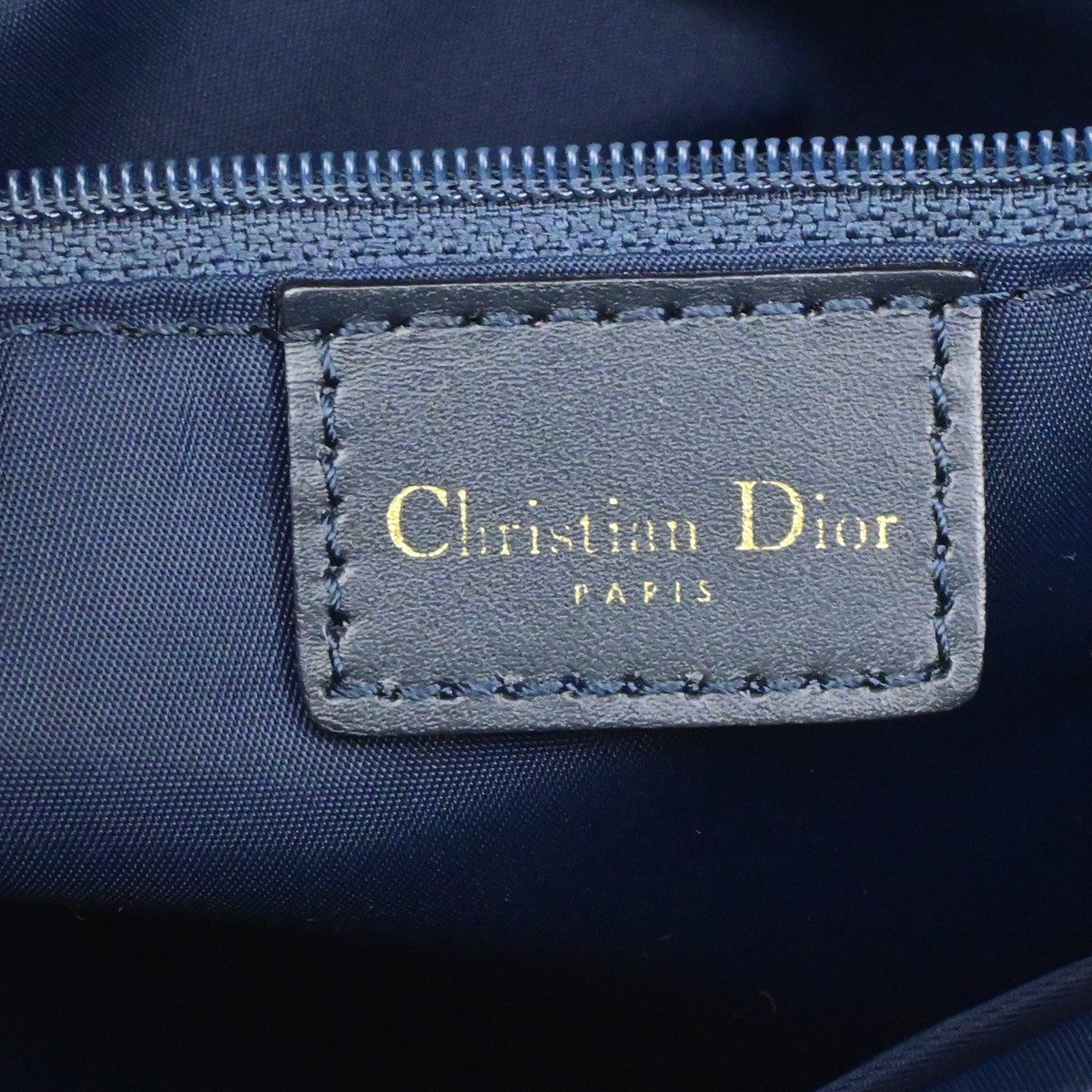 CHRISTIAN DIOR Logo Trotter Pattern Shoulder Bag Canvas Leather Blue GHW 18RL057