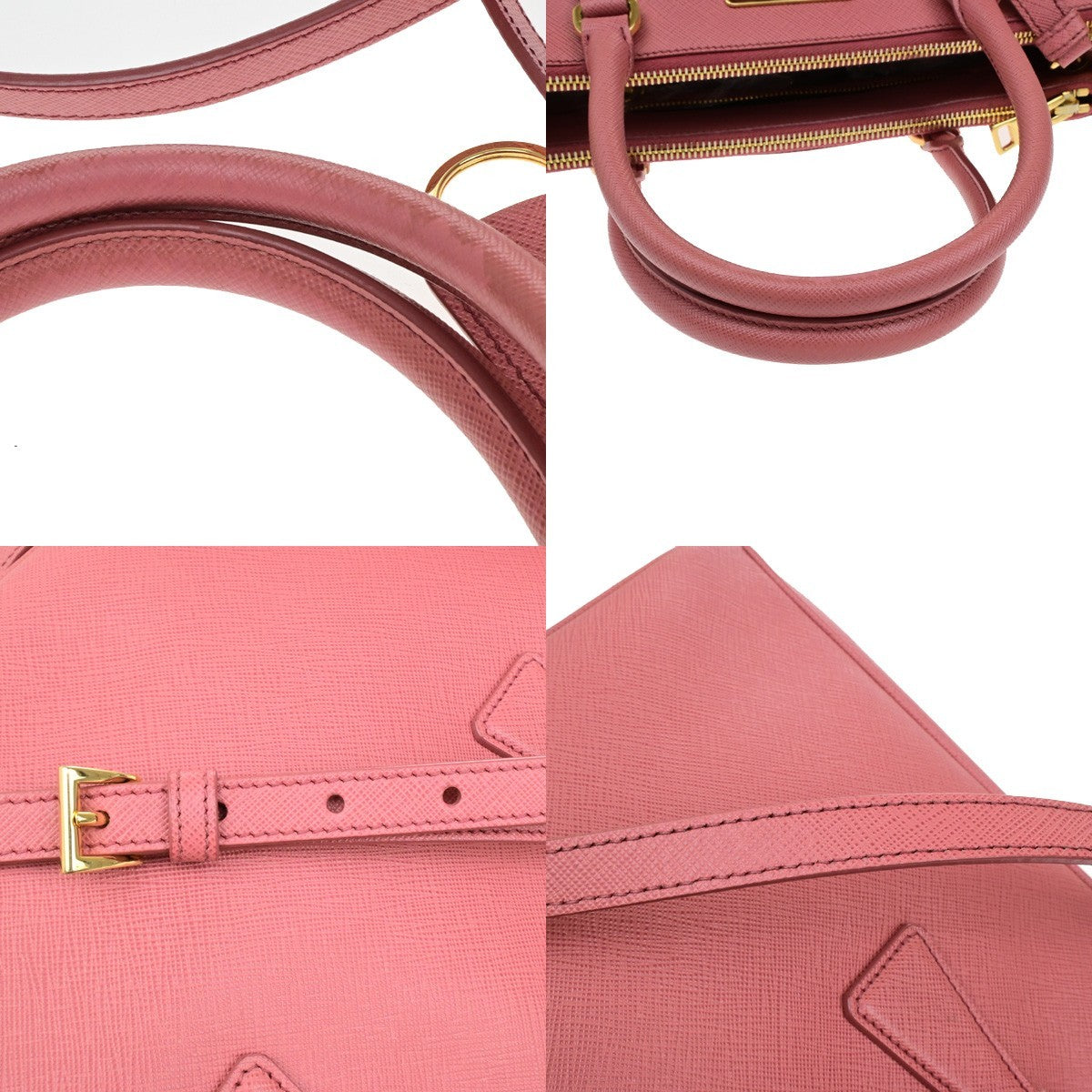 PRADA Logo Saffiano 2Way Shoulder Hand Bag Leather Pink GHW 21YH040