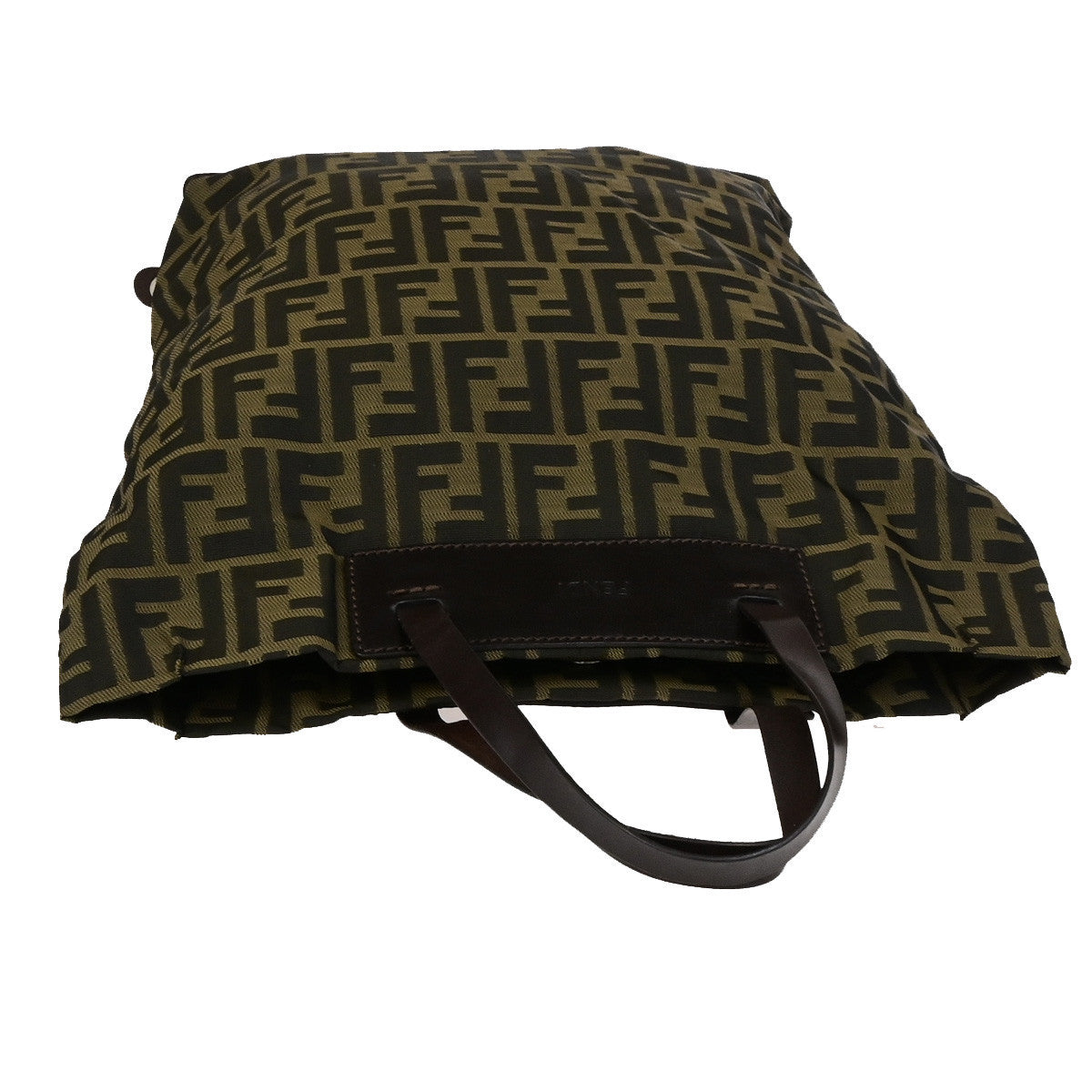 FENDI Logo Zucca Pattern Eco Hand Bag Canvas Leather Brown SHW Italy 68YG824