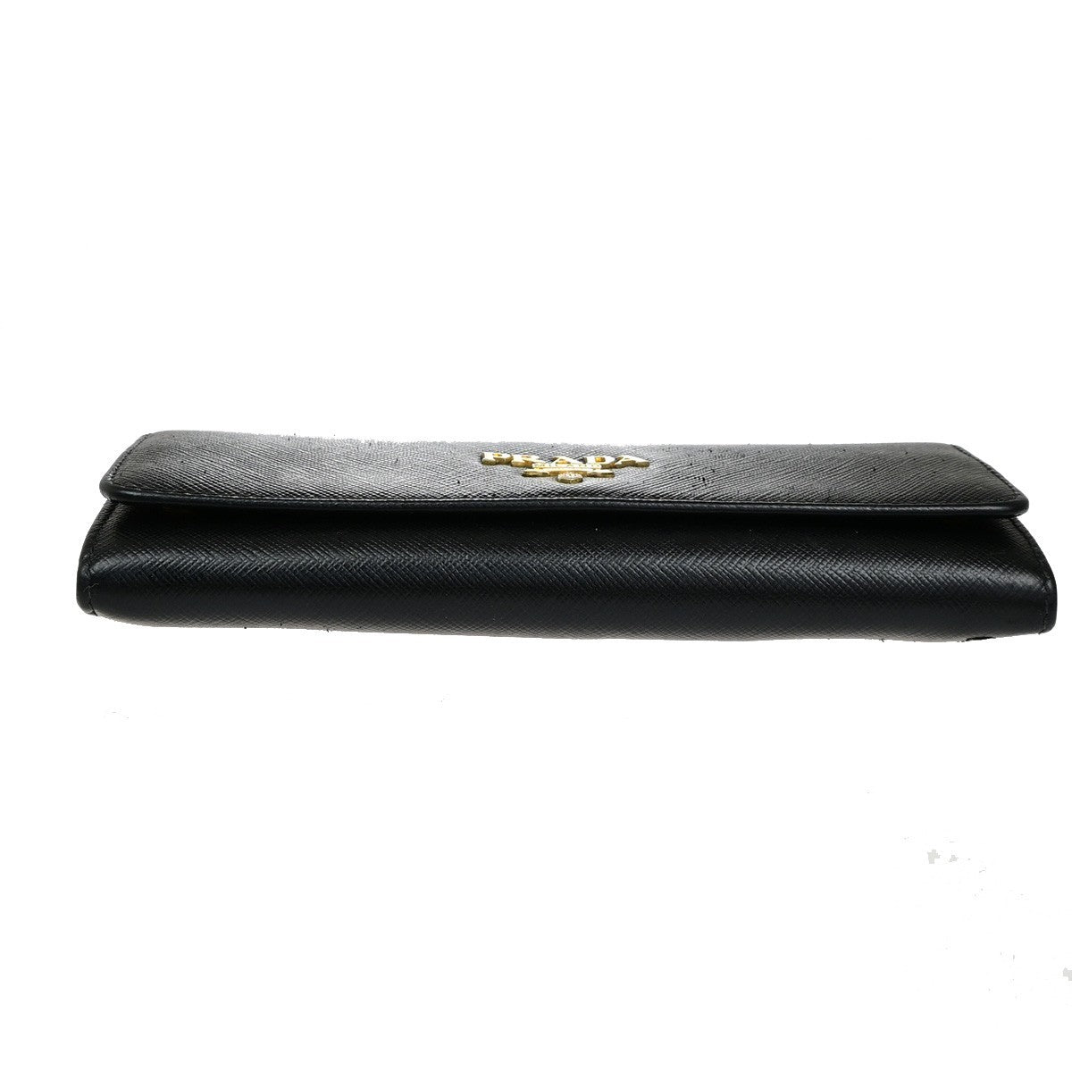 PRADA Logo Saffiano Multic Long Bifold Wallet Leather Black Pink GHW 37YH019
