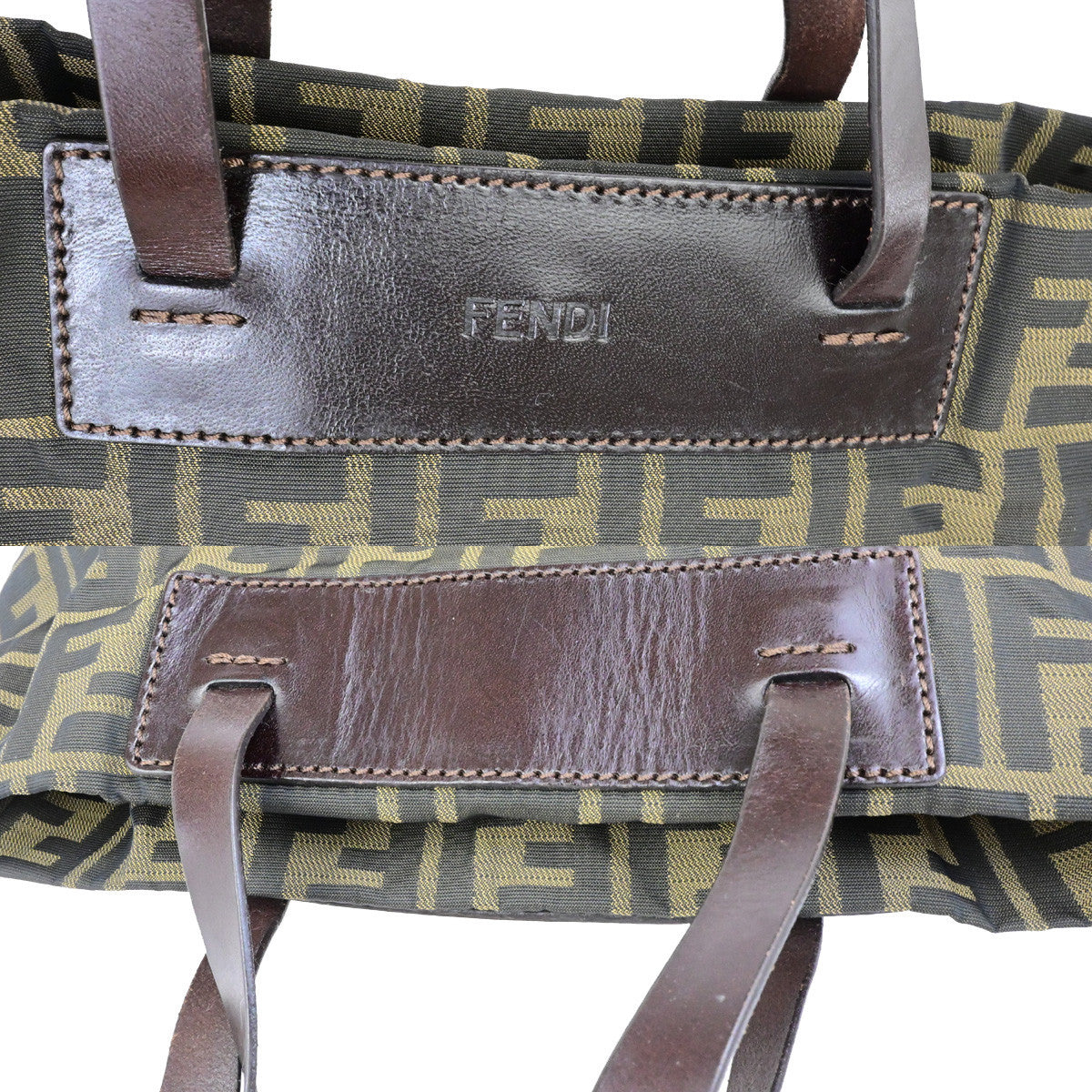 FENDI Logo Zucca Pattern Eco Hand Bag Canvas Leather Brown SHW Italy 68YG824