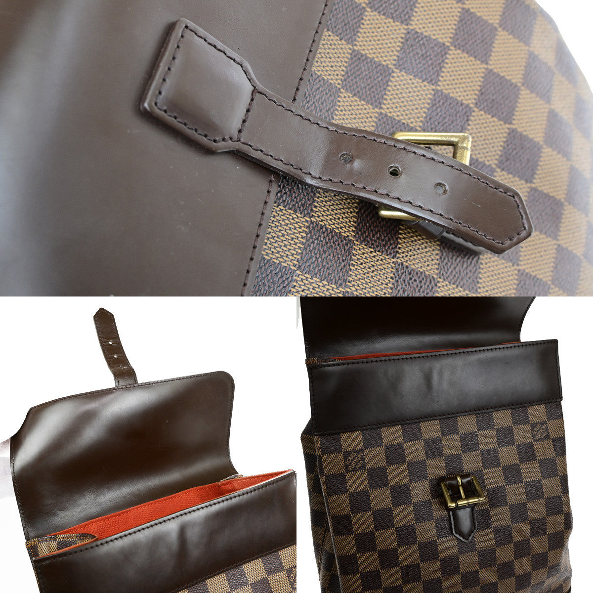 LOUIS VUITTON Logo Soho Backpack Bag Damier Ebene Leather Brown N51132 53YG850