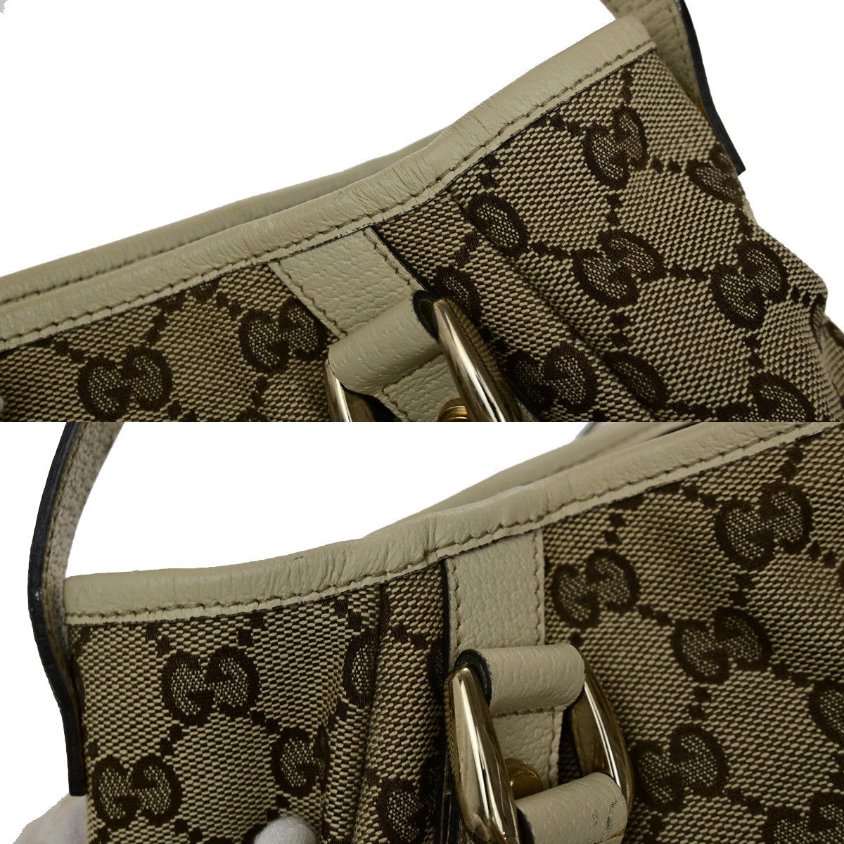 GUCCI Logo Abbey GG Pattern Shoulder Tote Bag Canvas Leather Brown GHW 76YH006