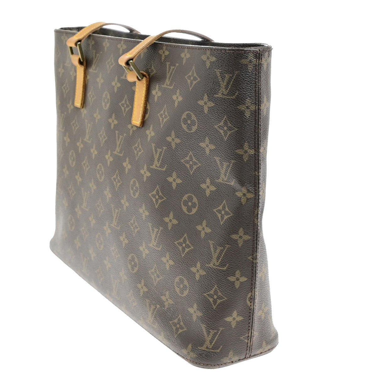 LOUIS VUITTON Logo Luco Shoulder Tote Bag Monogram Leather Brown M51155 34YG857