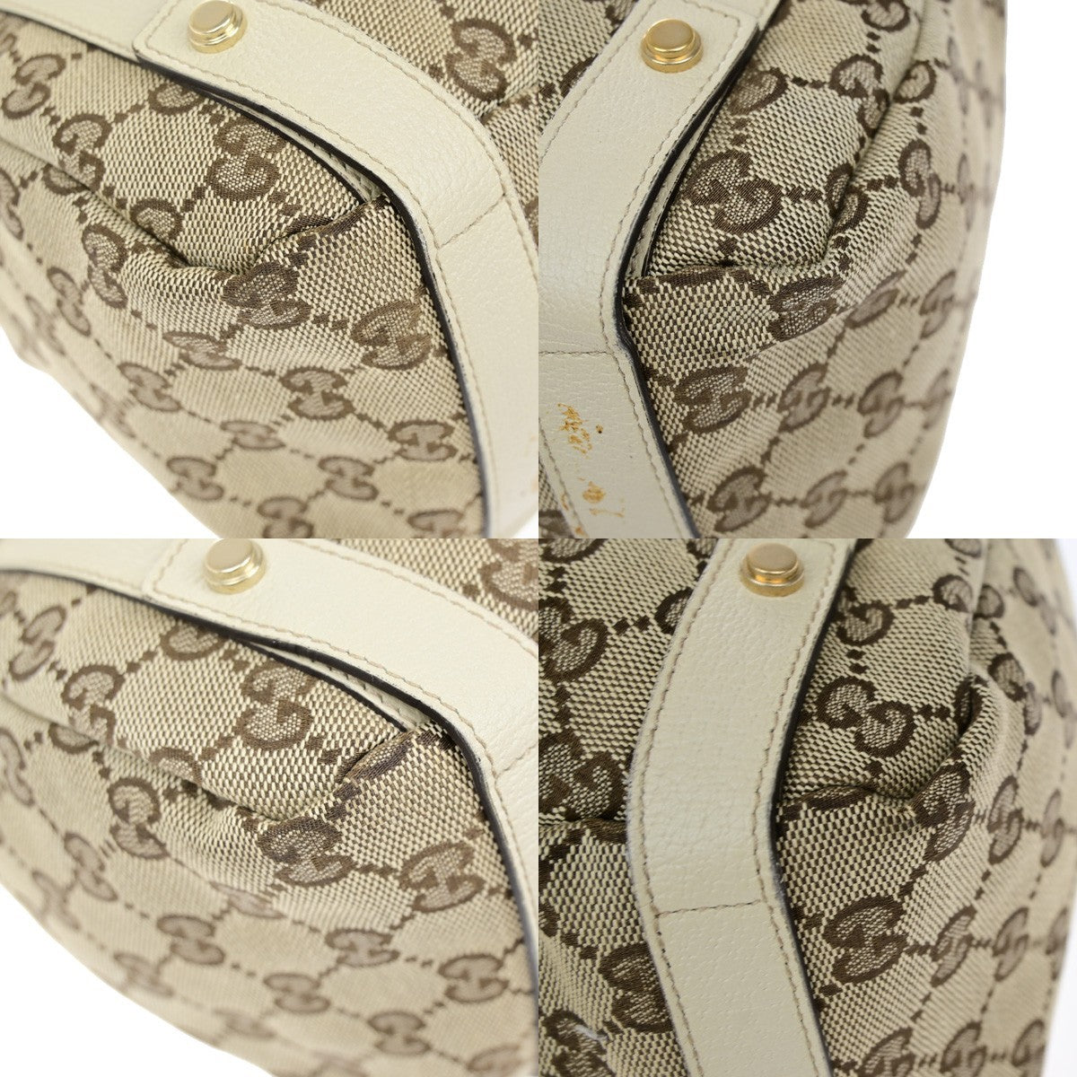 GUCCI Logo Abbey GG Pattern Shoulder Tote Bag Canvas Leather Brown GHW 76YH006