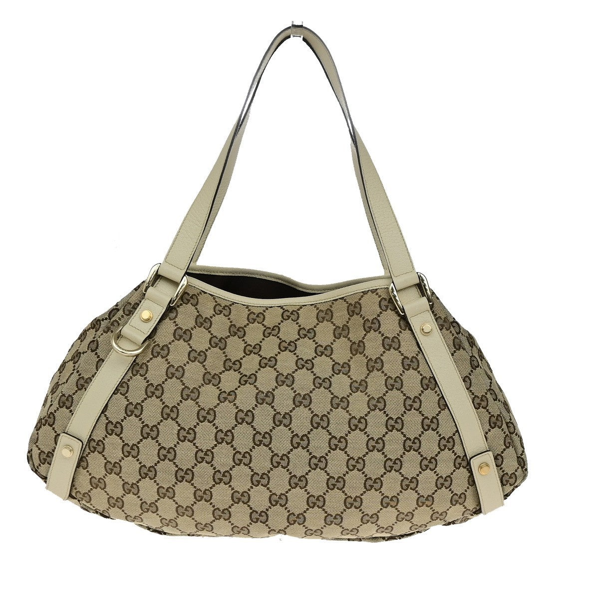 GUCCI Logo Abbey GG Pattern Shoulder Tote Bag Canvas Leather Brown GHW 76YH006