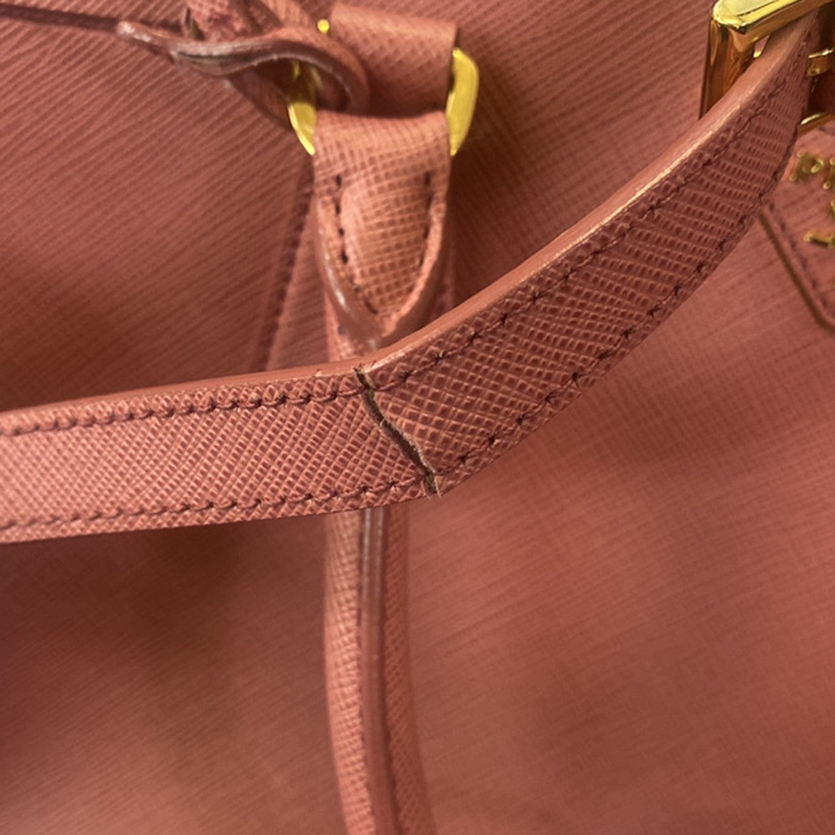 PRADA Logo Saffiano 2Way Shoulder Hand Bag Leather Pink GHW 21YH040