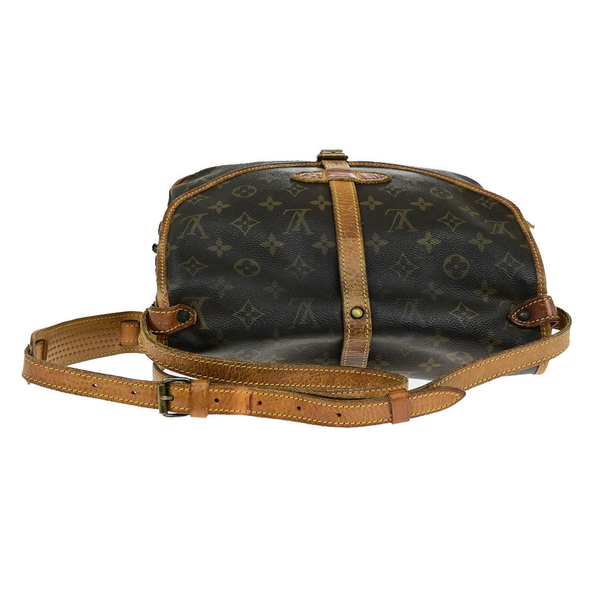 LOUIS VUITTON Logo Saumur 30 Shoulder Bag Monogram Leather Brown M42256 64YG854