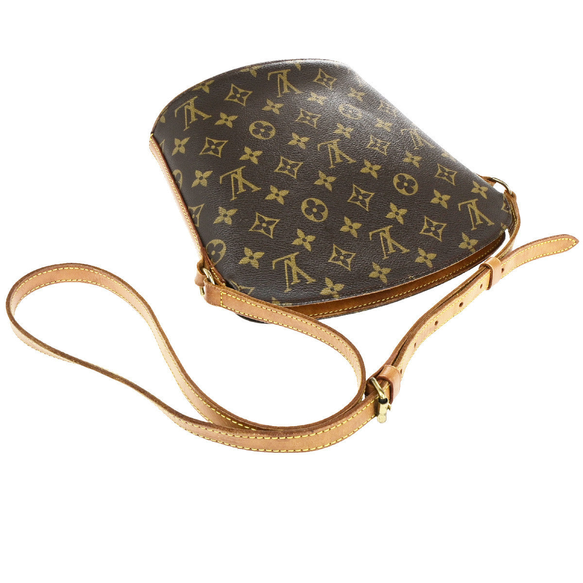 LOUIS VUITTON Logo Drouot Shoulder Bag Monogram Leather Brown M51290 34SJ621