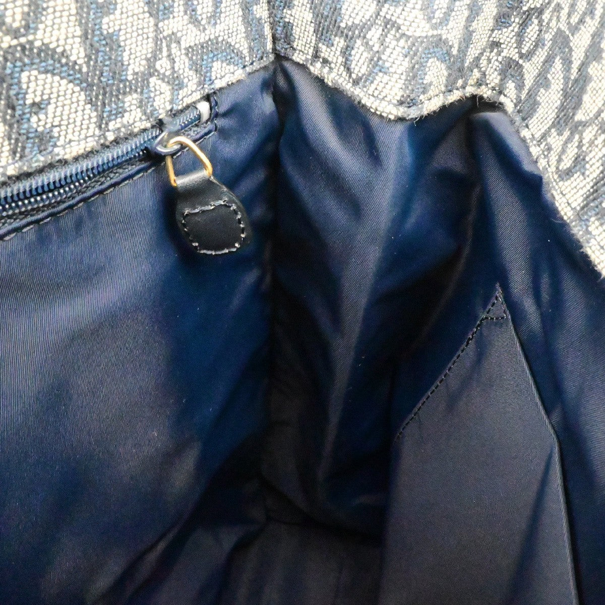 CHRISTIAN DIOR Logo Trotter Pattern Shoulder Bag Canvas Leather Blue GHW 18RL057