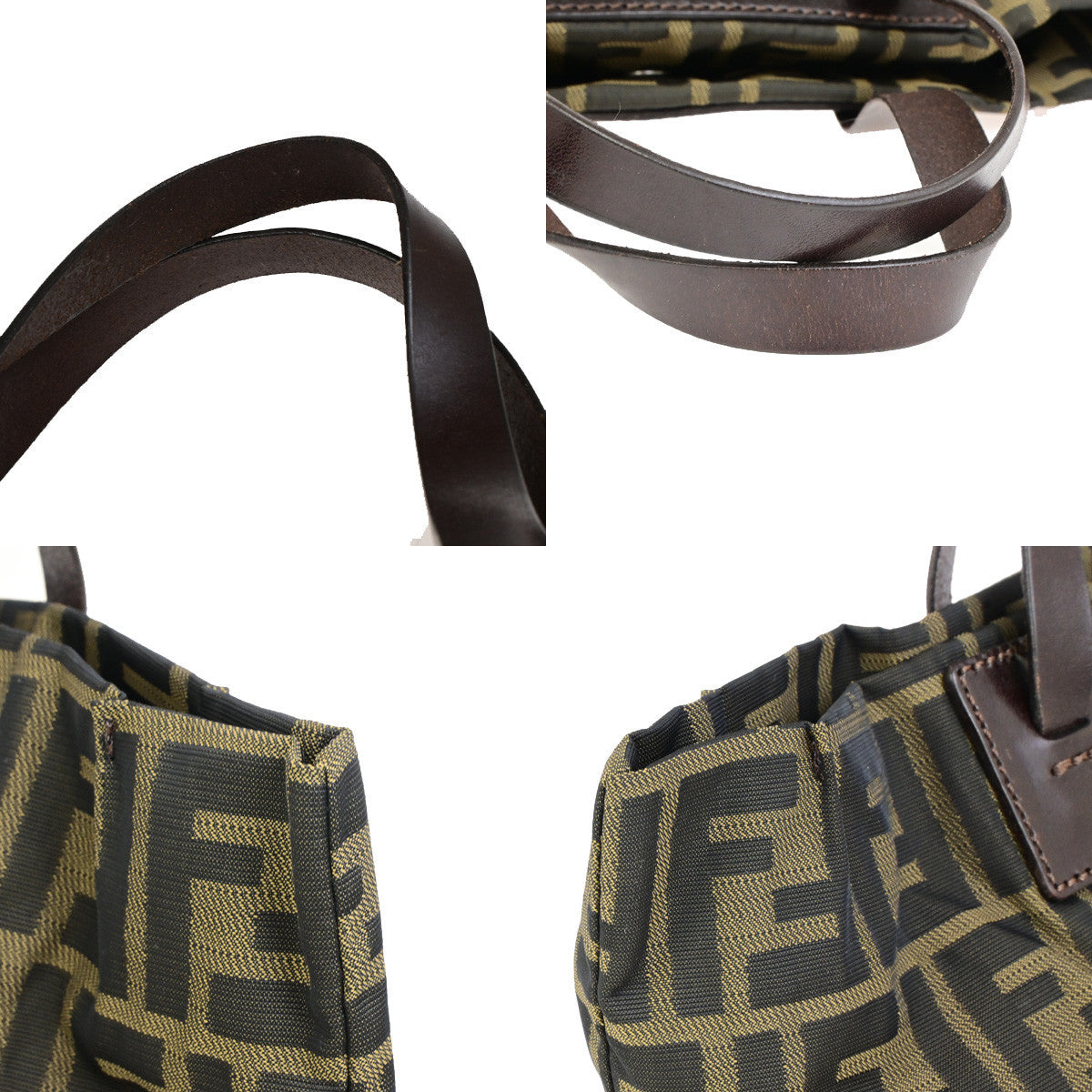 FENDI Logo Zucca Pattern Eco Hand Bag Canvas Leather Brown SHW Italy 68YG824