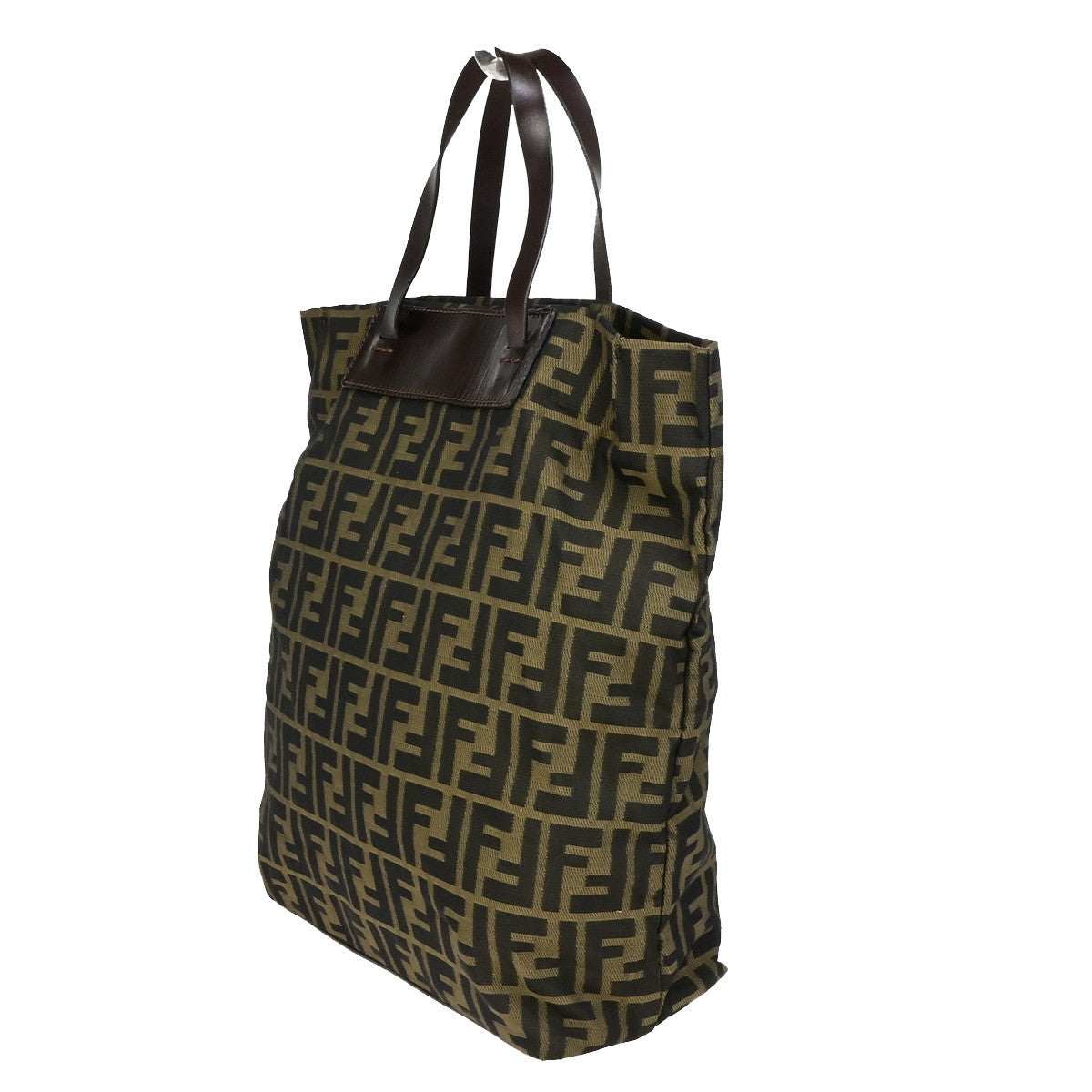 FENDI Logo Zucca Pattern Eco Hand Bag Canvas Leather Brown SHW Italy 68YG824