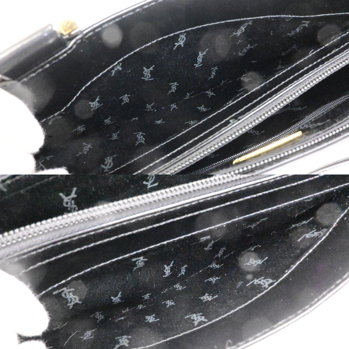 YVES SAINT LAURENT YSL Logo Shoulder Bag Leather Black Gold GHW 39YG825