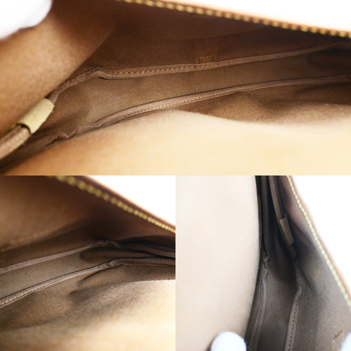 LOUIS VUITTON Logo Saumur 30 Shoulder Bag Monogram Leather Brown M42256 64YG854