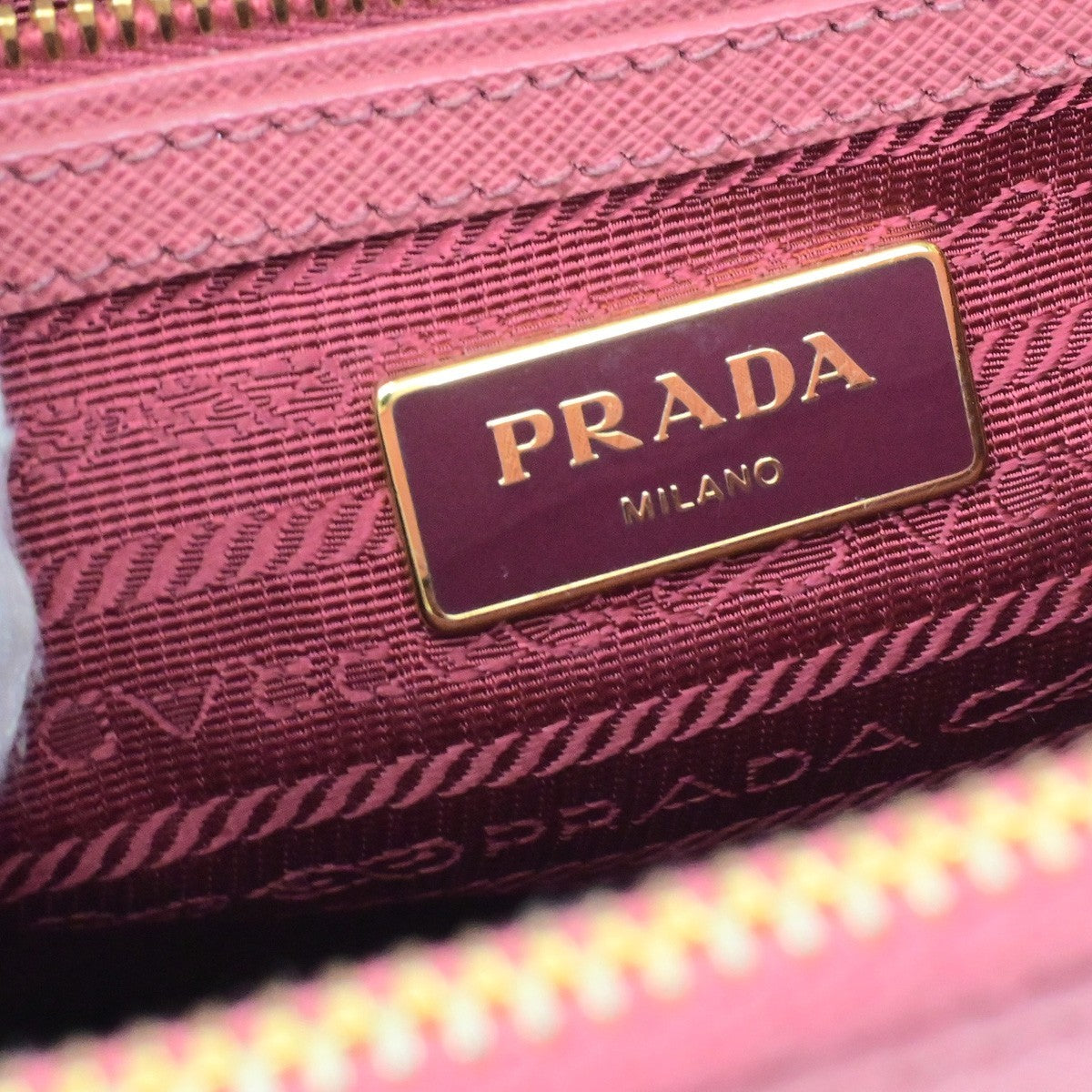 PRADA Logo Saffiano 2Way Shoulder Hand Bag Leather Pink GHW 21YH040