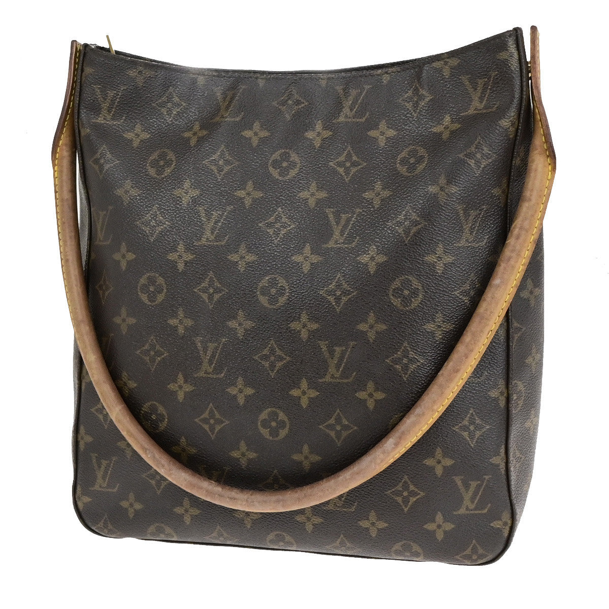 LOUIS VUITTON Logo Looping GM Shoulder Bag Monogram Leather Brown M51145 31SJ620