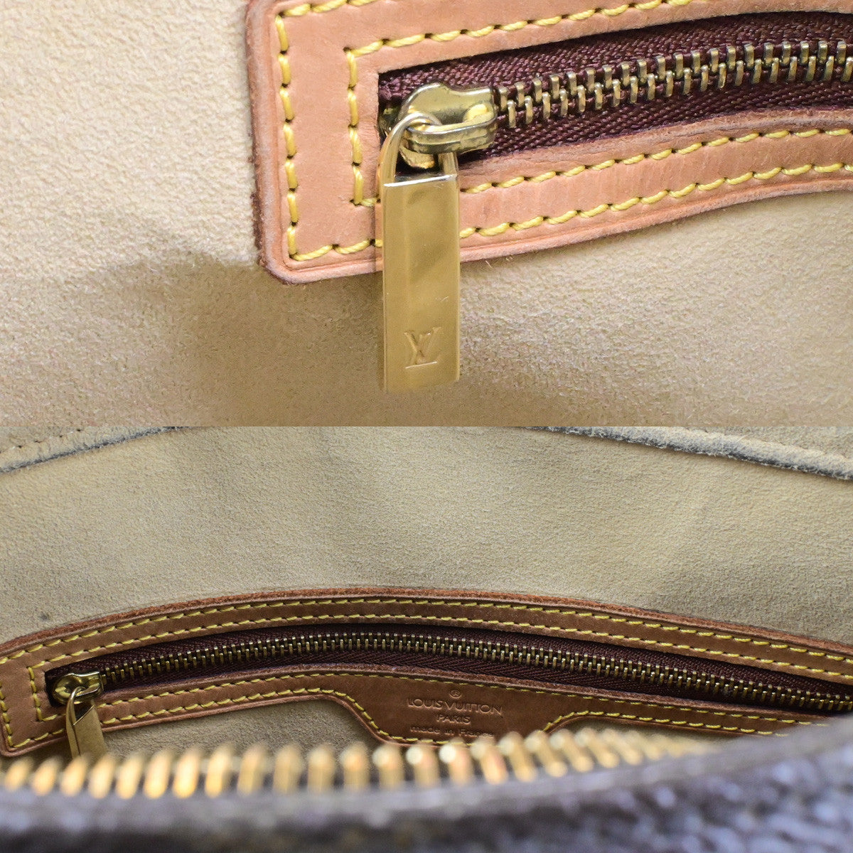 LOUIS VUITTON Logo Looping GM Shoulder Bag Monogram Leather Brown M51145 31SJ620