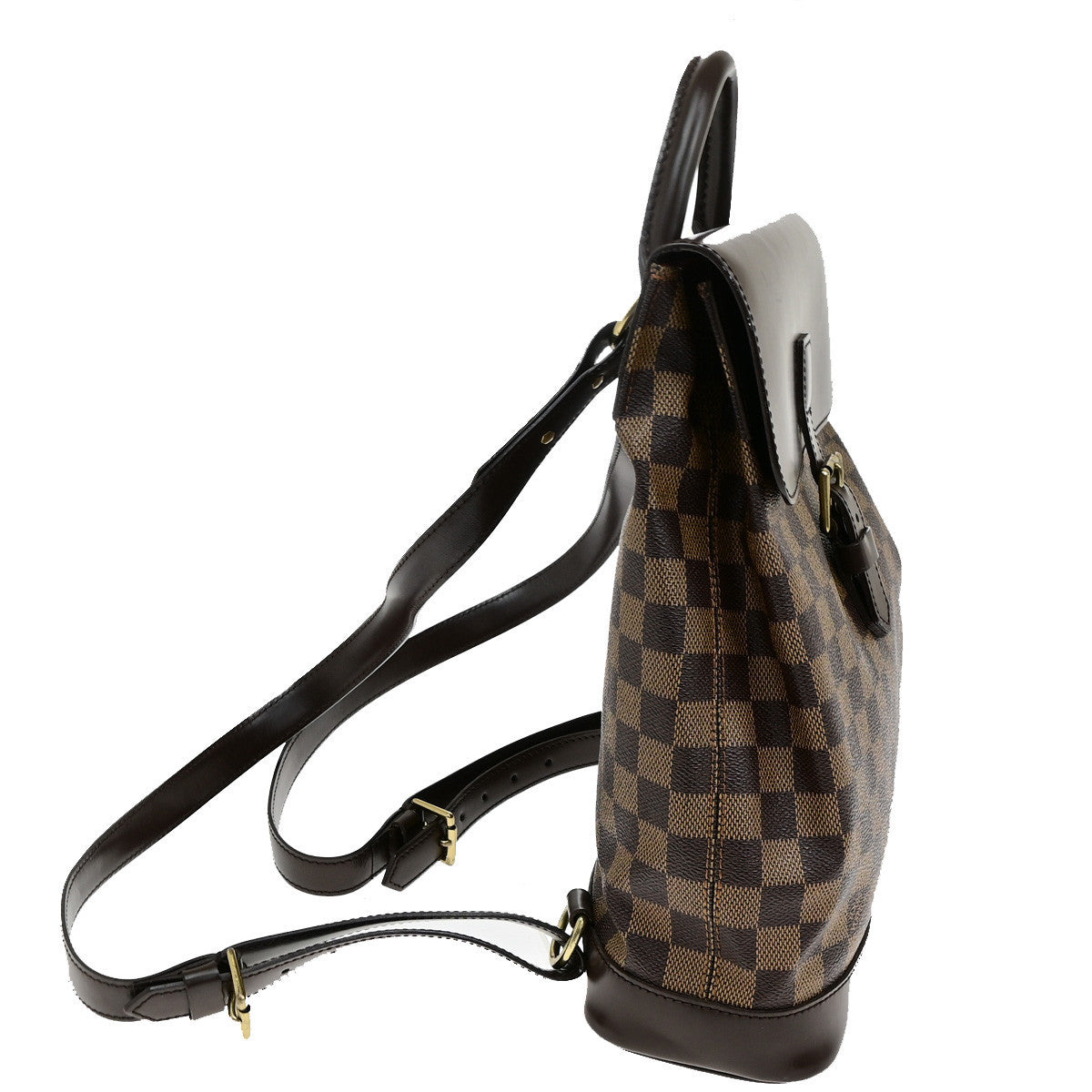 LOUIS VUITTON Logo Soho Backpack Bag Damier Ebene Leather Brown N51132 53YG850