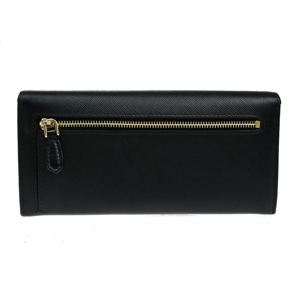 PRADA Logo Saffiano Multic Long Bifold Wallet Leather Black Pink GHW 37YH019