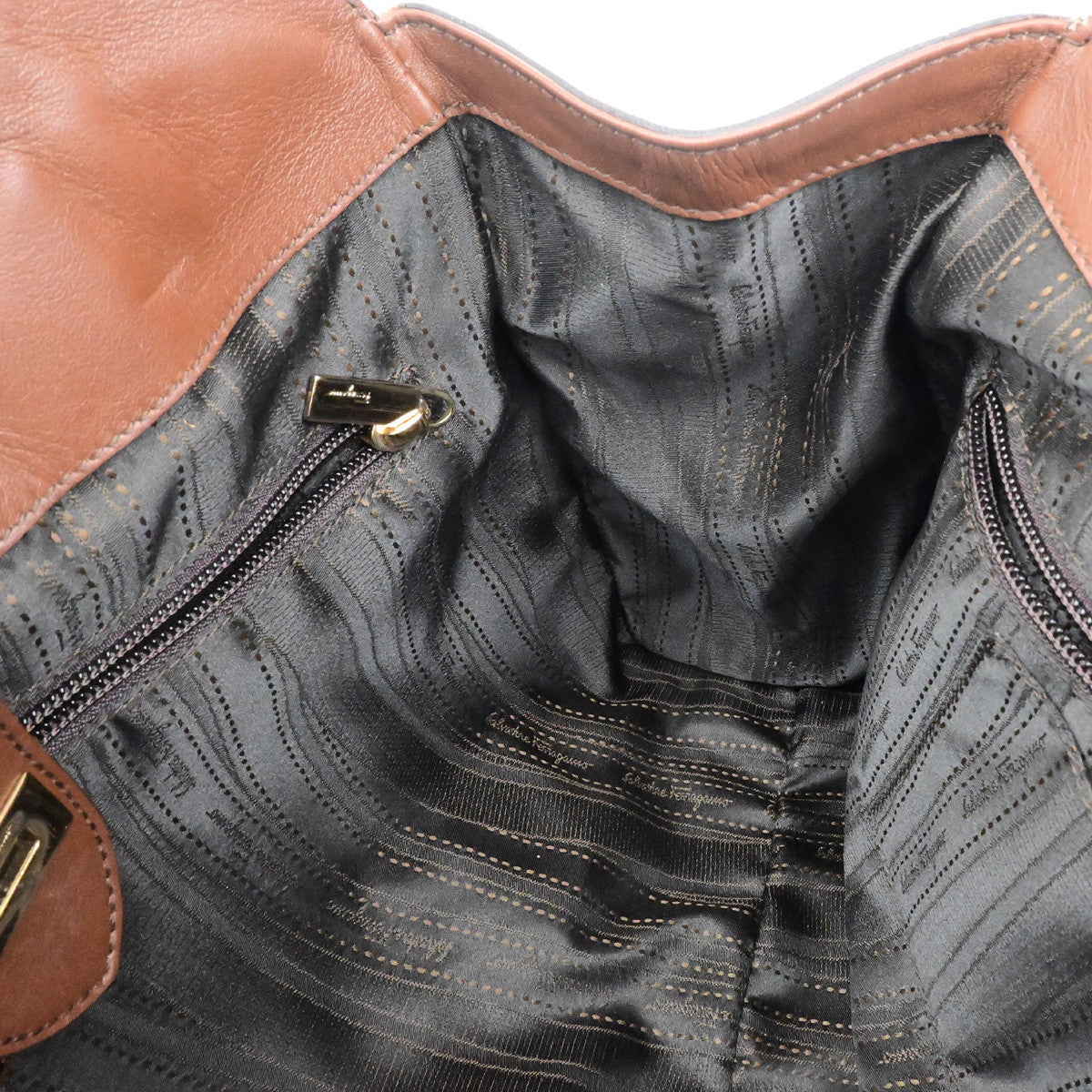 SALVATORE FERRAGAMO Logo Gancini Shoulder Hobo Bag Leather Brown GHW 67YG967