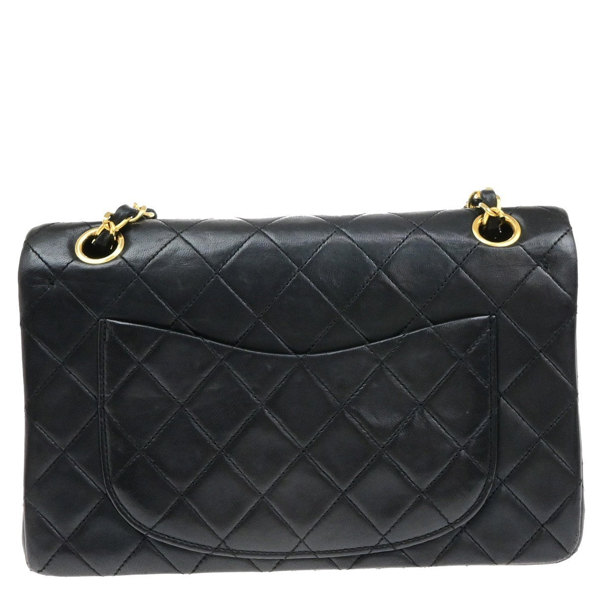 CHANEL CC Matelasse 23 Double Flap Chain Shoulder Bag Leather Black GHW 878RL061