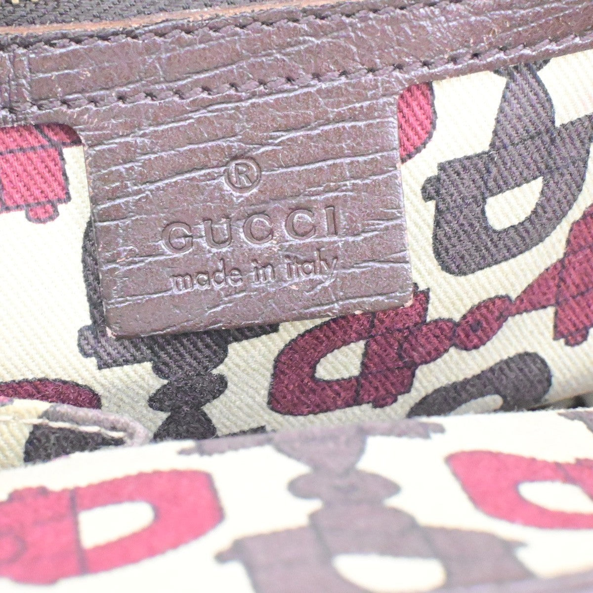 GUCCI Logo Sherry GG Pattern Hand Bag Canvas Leather Brown Italy 85YH035