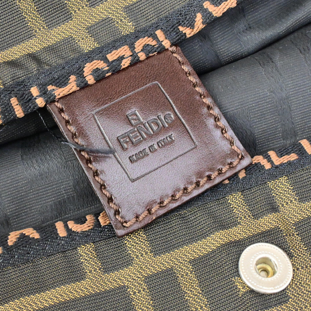 FENDI Logo Zucca Pattern Eco Hand Bag Canvas Leather Brown SHW Italy 68YG824