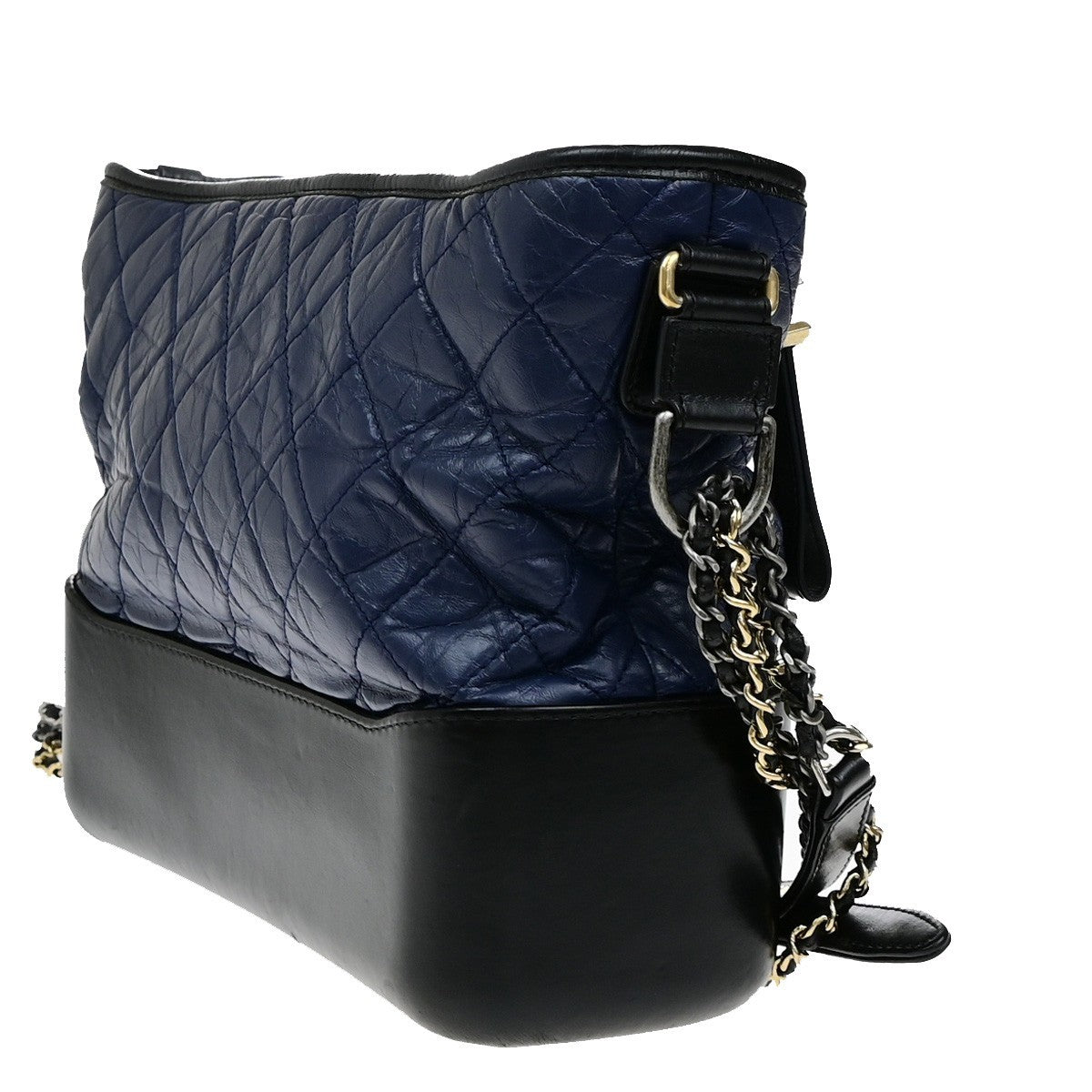 CHANEL CC Logo Gabrielle Chain Shoulder Bag Leather Black Blue Italy 691RL050