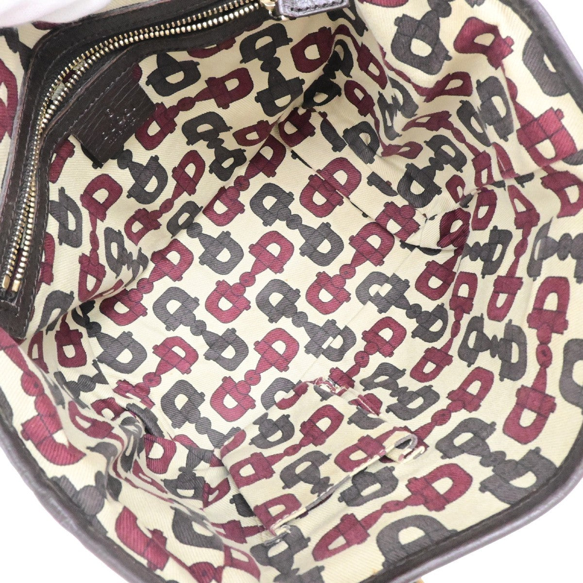 GUCCI Logo Sherry GG Pattern Hand Bag Canvas Leather Brown Italy 85YH035