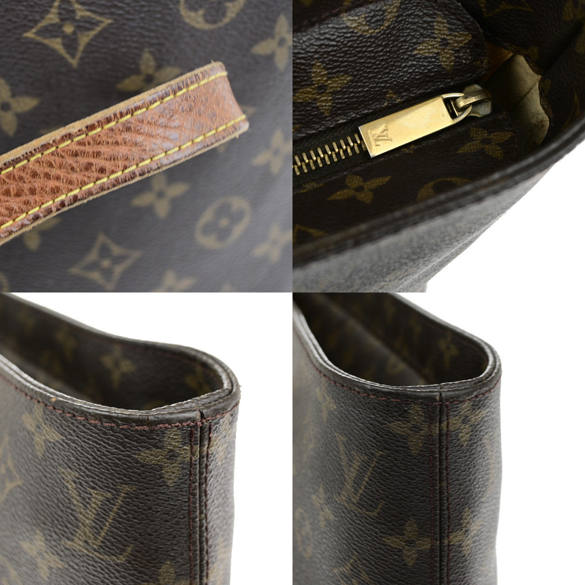 LOUIS VUITTON Logo Luco Shoulder Tote Bag Monogram Leather Brown M51155 34YG857