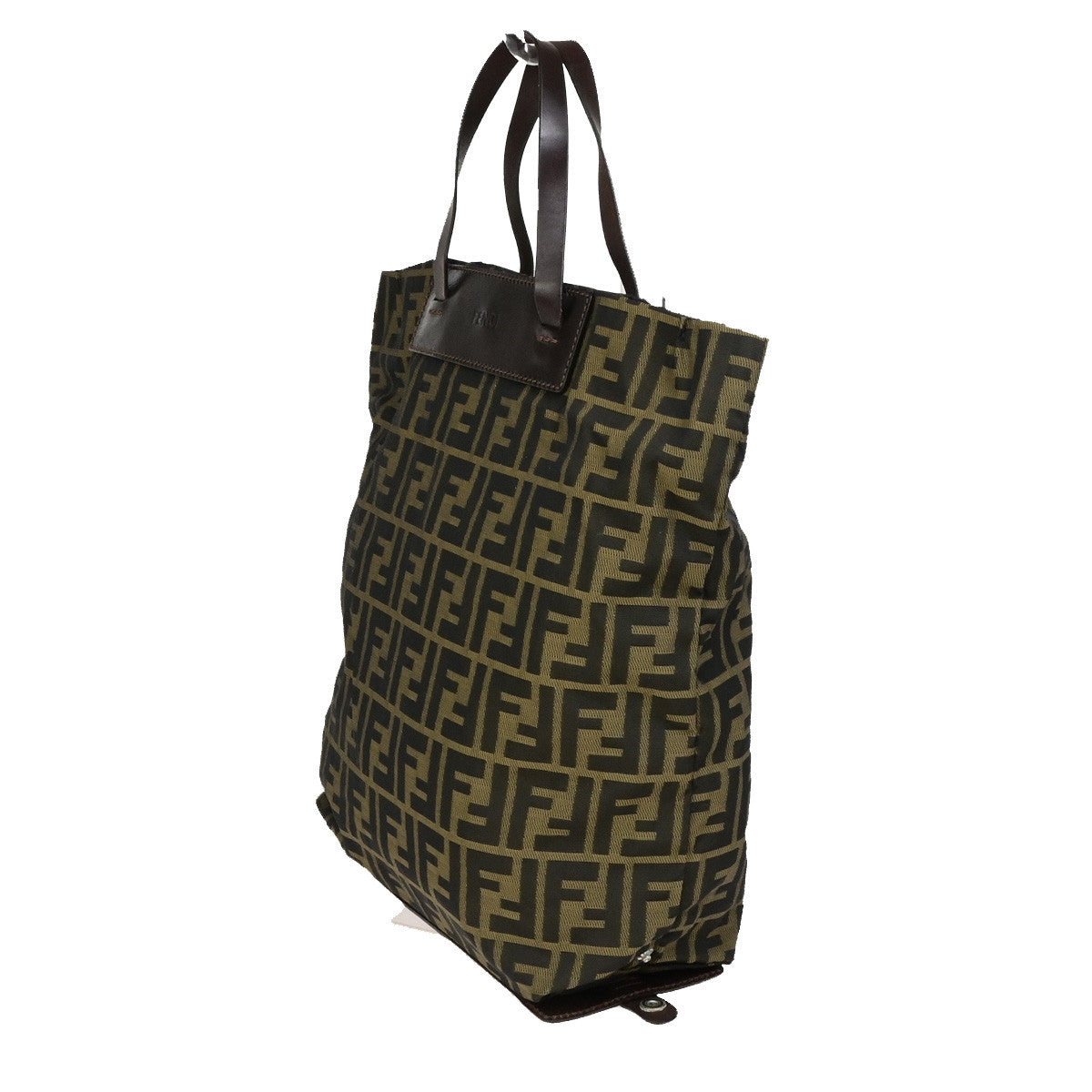 FENDI Logo Zucca Pattern Eco Hand Bag Canvas Leather Brown SHW Italy 68YG824