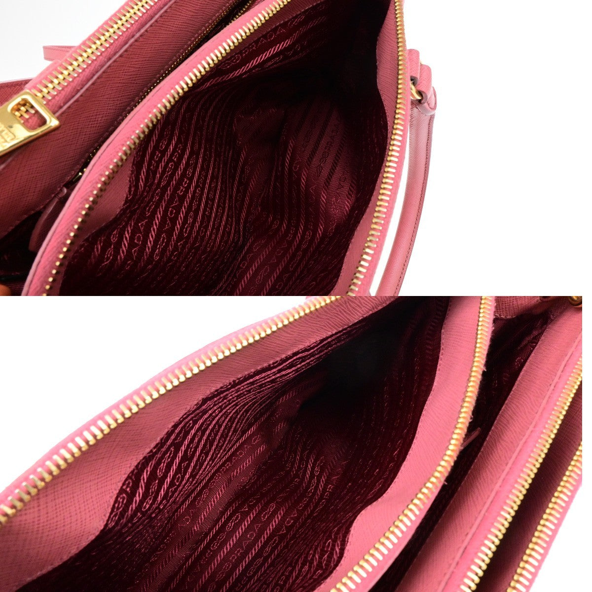 PRADA Logo Saffiano 2Way Shoulder Hand Bag Leather Pink GHW 21YH040