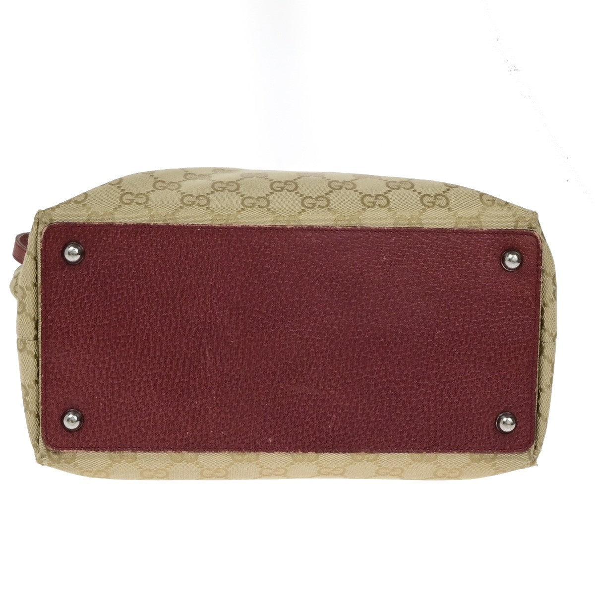 GUCCI Logo GG Pattern Shoulder Tote Bag Canvas Leather Brown Red SHW 65YH037