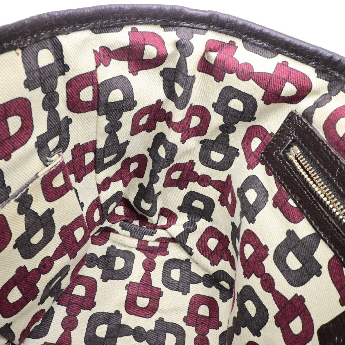 GUCCI Logo Sherry GG Pattern Hand Bag Canvas Leather Brown Italy 85YH035