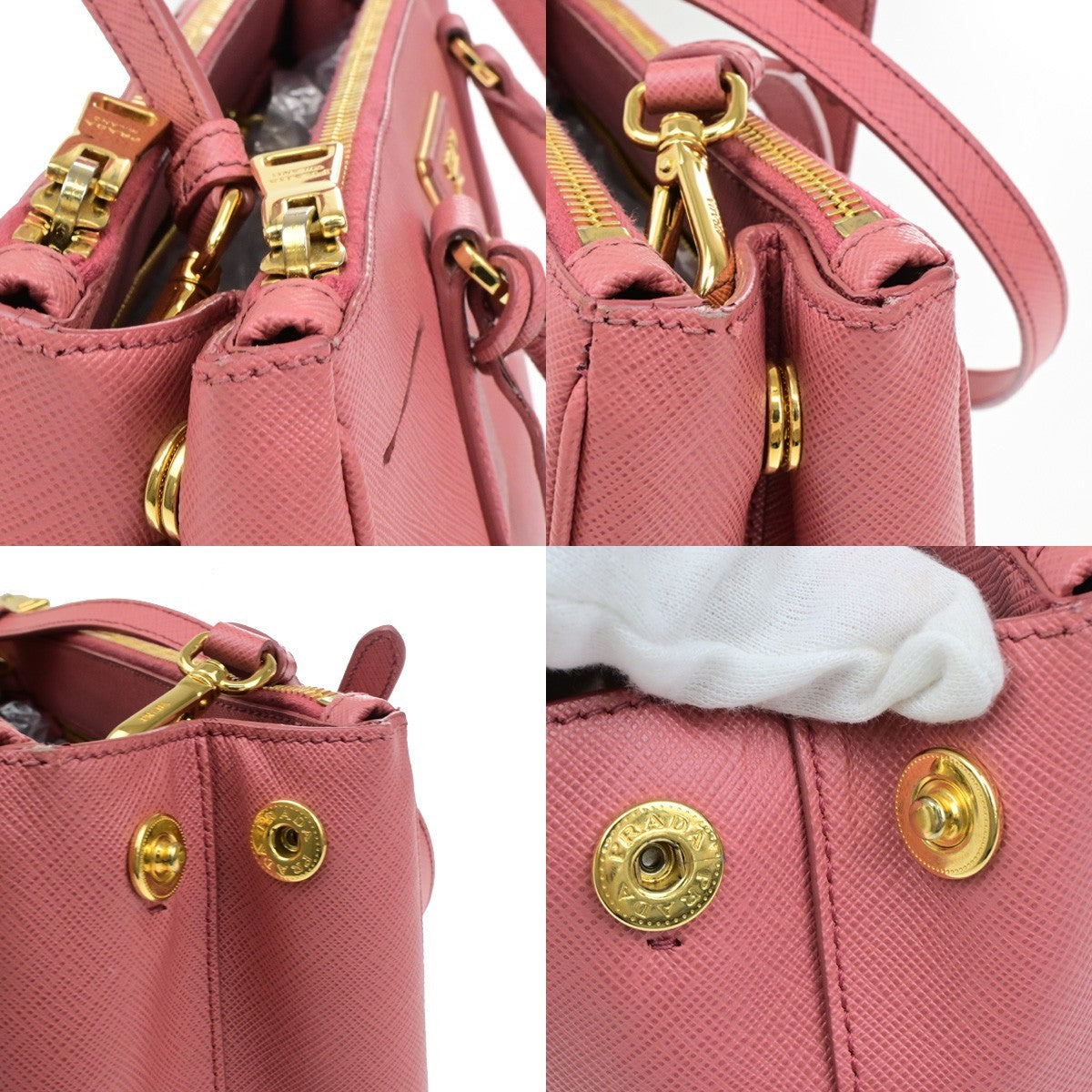 PRADA Logo Saffiano 2Way Shoulder Hand Bag Leather Pink GHW 21YH040