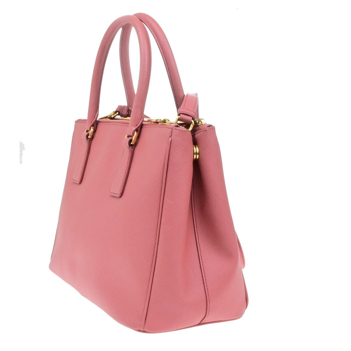 PRADA Logo Saffiano 2Way Shoulder Hand Bag Leather Pink GHW 21YH040