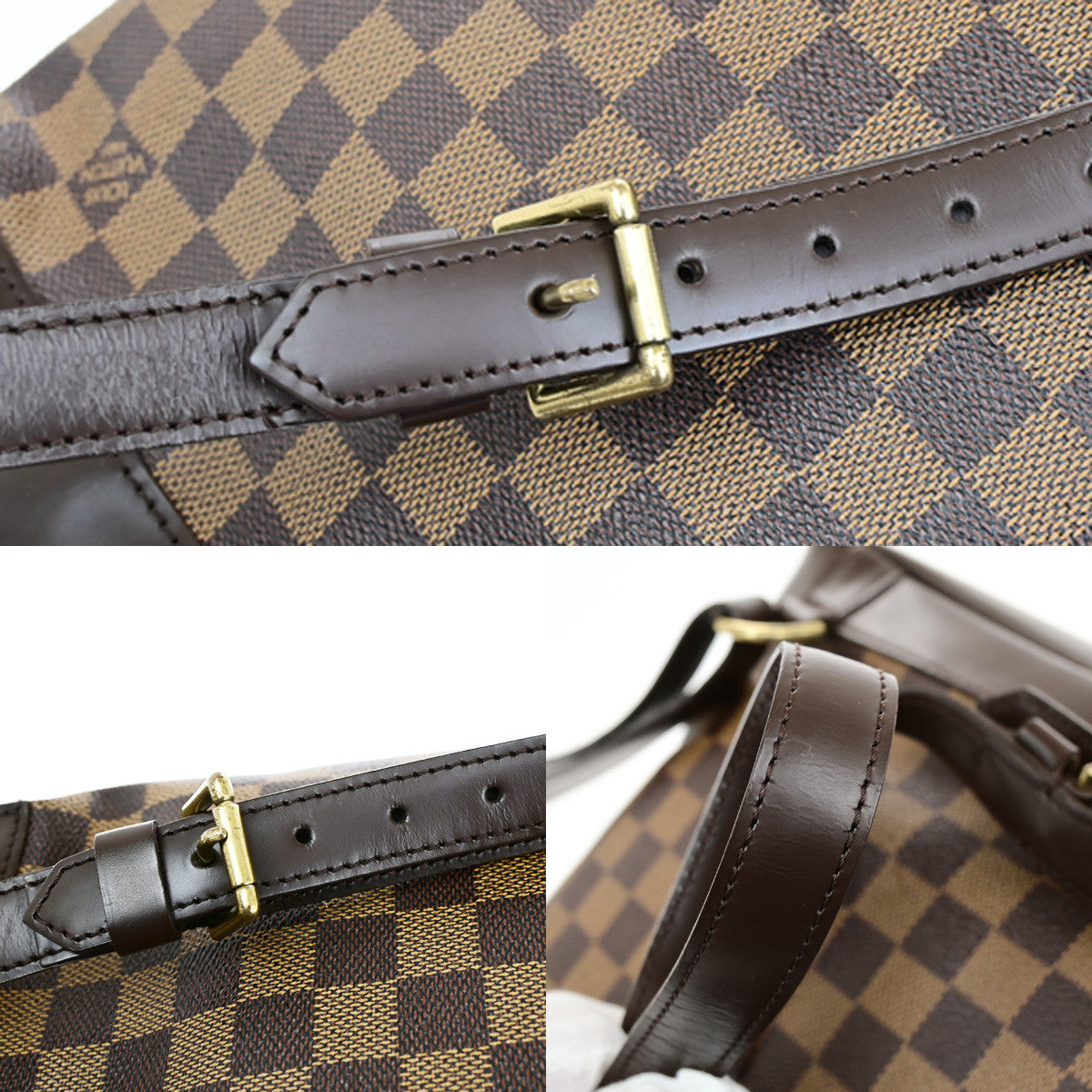 LOUIS VUITTON Logo Soho Backpack Bag Damier Ebene Leather Brown N51132 53YG850