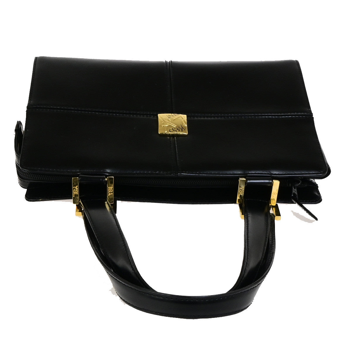 YVES SAINT LAURENT YSL Logo Shoulder Bag Leather Black Gold GHW 39YG825