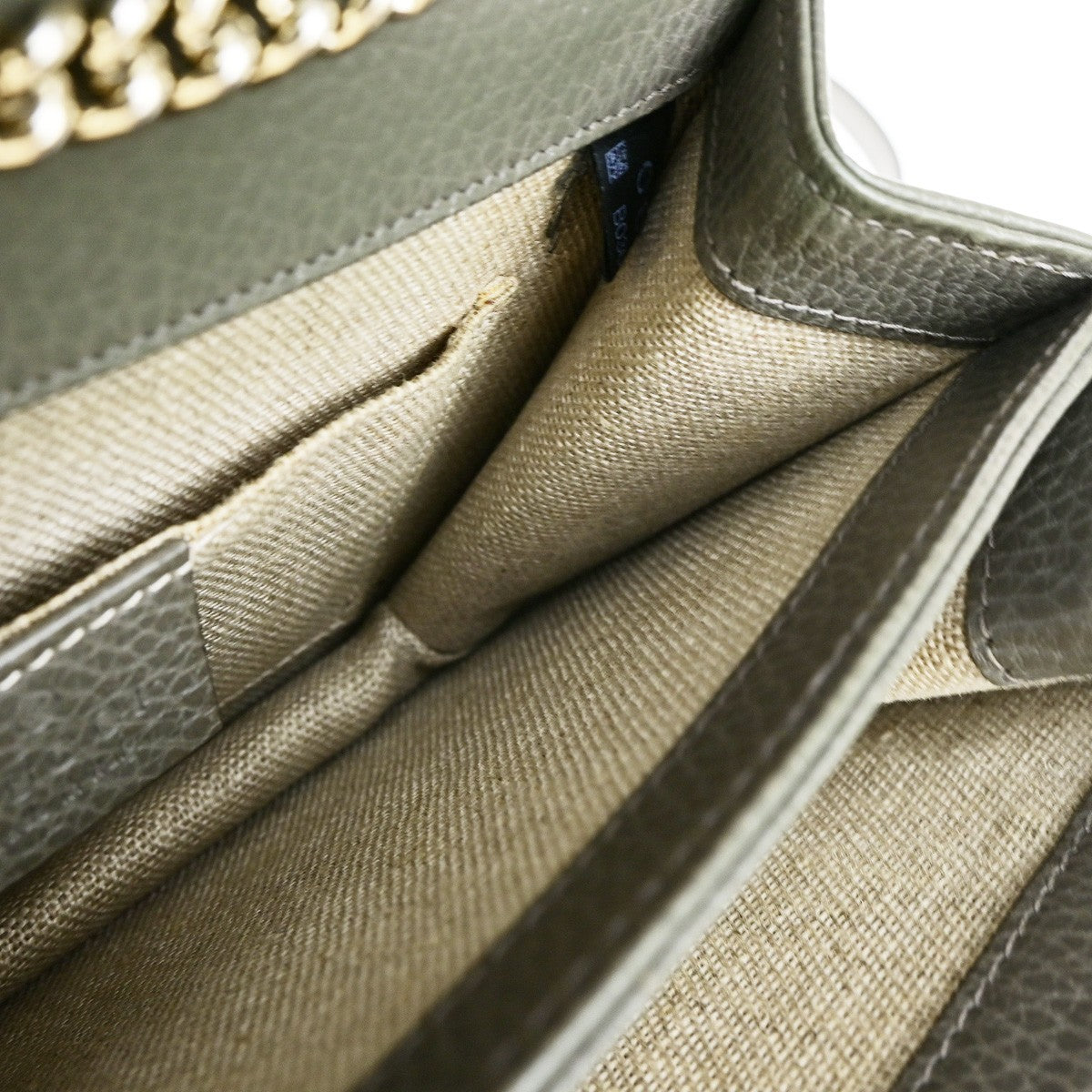 GUCCI Logo Interlocking G Chain Shoulder Bag Leather Gray GHW Italy 52YH025