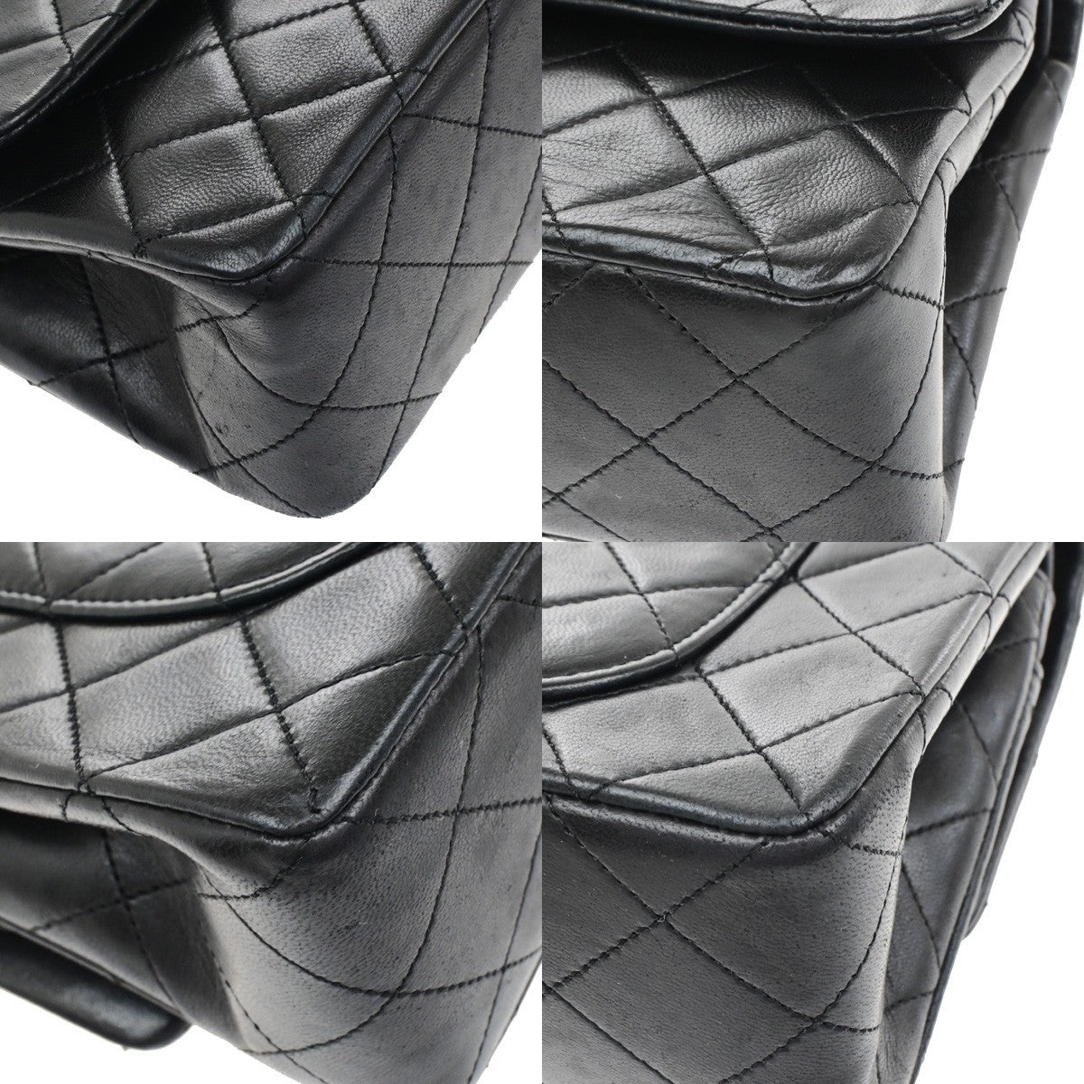 CHANEL CC Matelasse 23 Double Flap Chain Shoulder Bag Leather Black GHW 878RL061