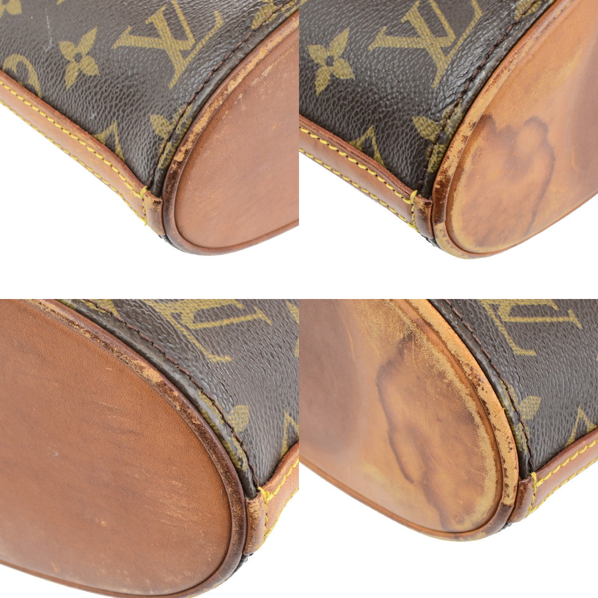 LOUIS VUITTON Logo Drouot Shoulder Bag Monogram Leather Brown M51290 34SJ621