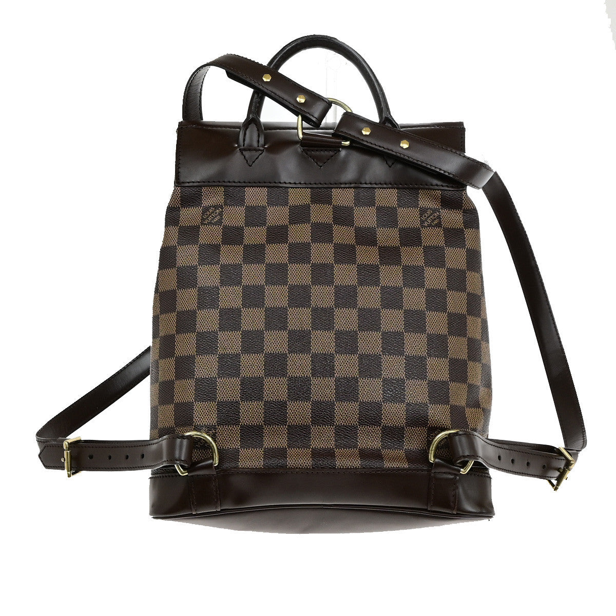 LOUIS VUITTON Logo Soho Backpack Bag Damier Ebene Leather Brown N51132 53YG850