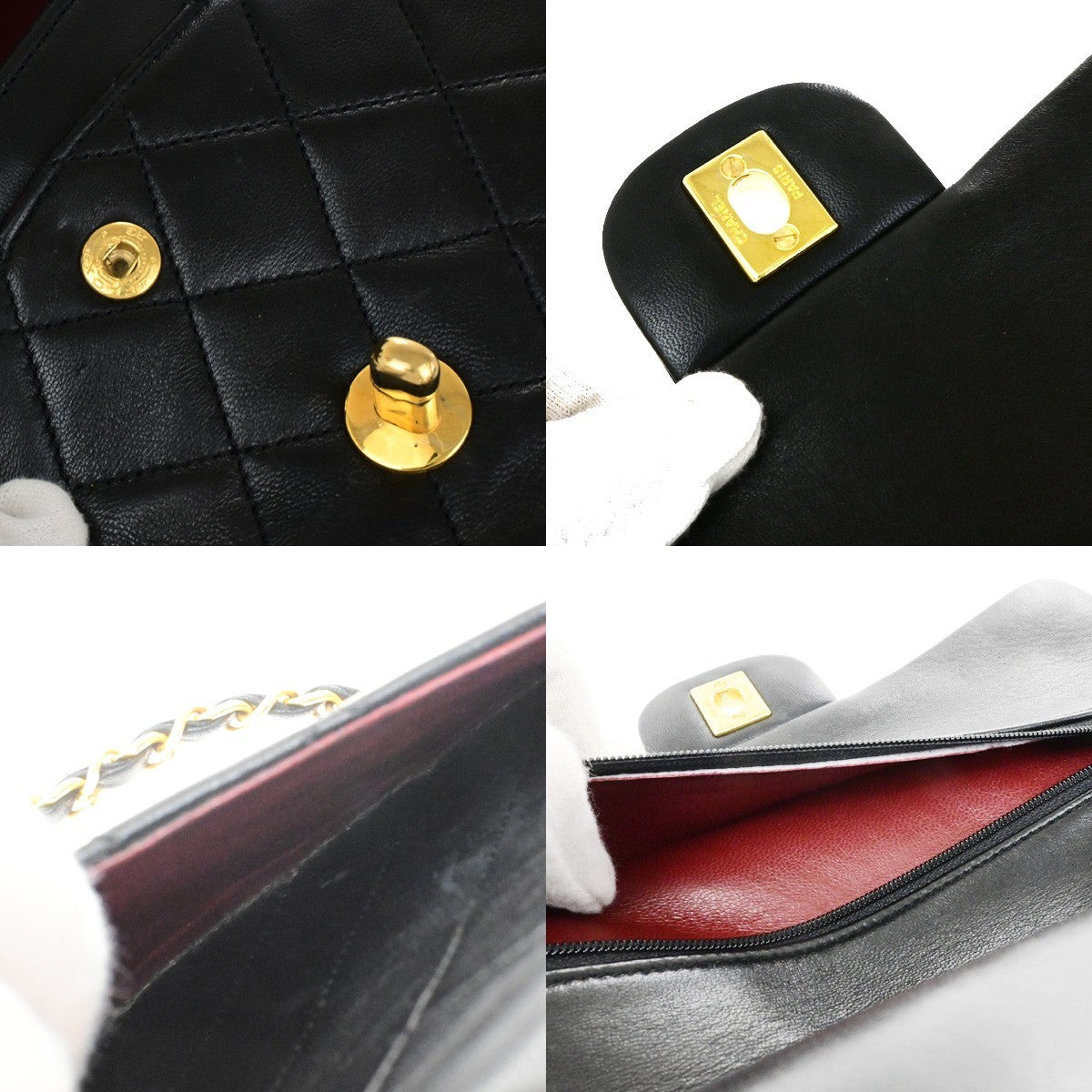 CHANEL CC Matelasse 23 Double Flap Chain Shoulder Bag Leather Black GHW 878RL061
