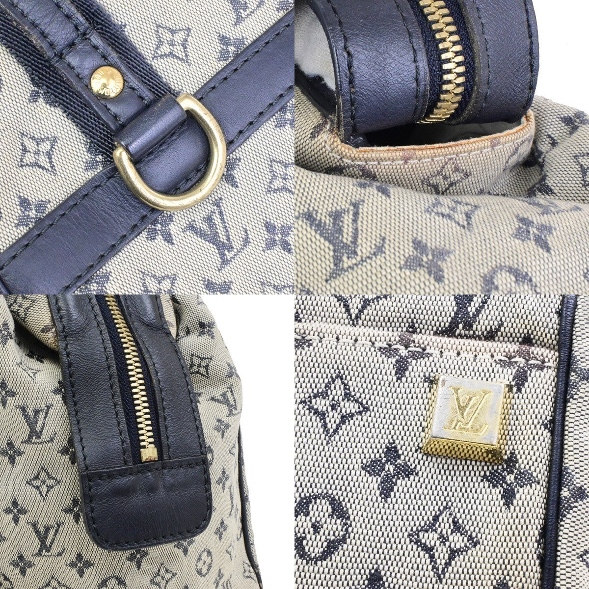 LOUIS VUITTON Josephine PM Hand Bag Monogram Mini Canvas Blue M92049 67YH046